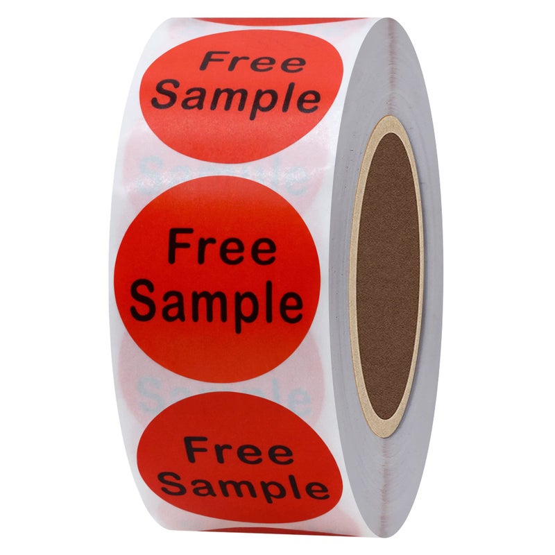 Hybsk Free Sample Stickers 1 Inch Round Retail Store Sale Displays Adhesive Labels for Inventory Control Total 500 Per Roll (Red) - Image 1